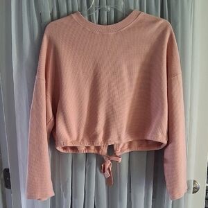 Fabletics Pink Boxy Cropped Sweatshirt